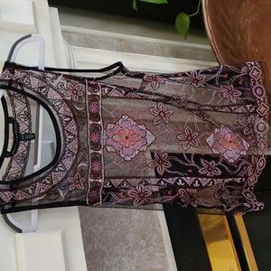 White House Black Market Embroidered Sheer Top in Black Size XXS